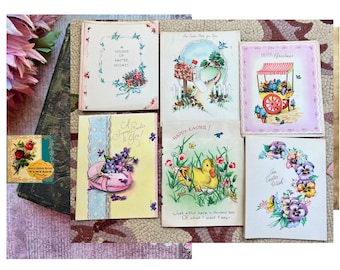 Vintage Midcentury Easter Cards Set of 6 Unused 1950’s Kitschy Easter Cards 1950’s Easter Greeting Cards