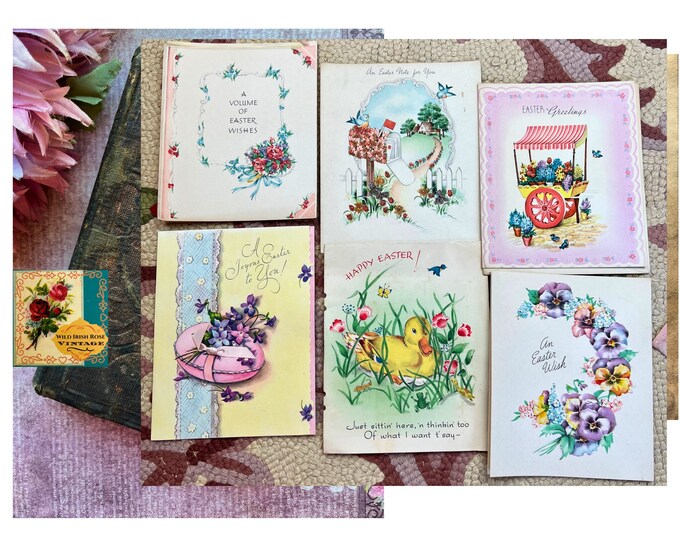 Vintage Midcentury Easter Cards Set of 6 Unused 1950’s Kitschy Easter ...