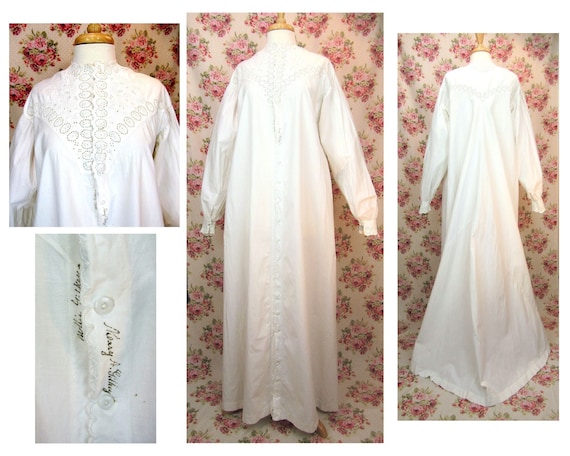 Antique Victorian Long Nightgown Size Small Antiqu