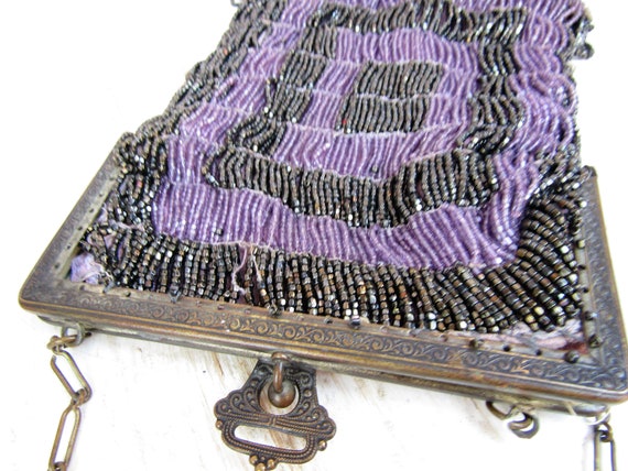 Antique Beaded Handbag 1920s Micro Beaded Evening… - image 10