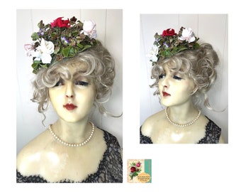 Vintage Roses Fascinator 1950's Millinery Roses Headpiece Fits All Vintage Flowered Demi Chapeau