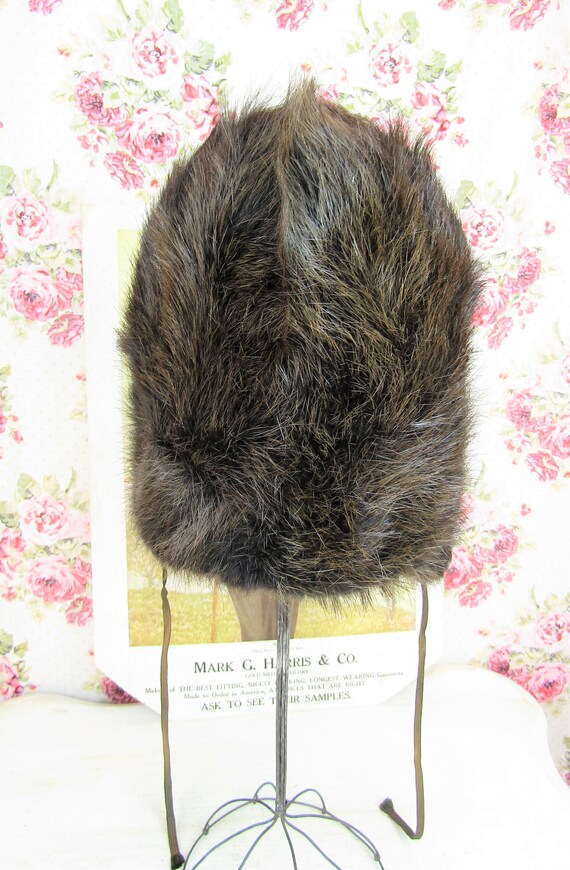 Antique Fur Hat Size Small Antique Trapper Hat Vi… - image 5