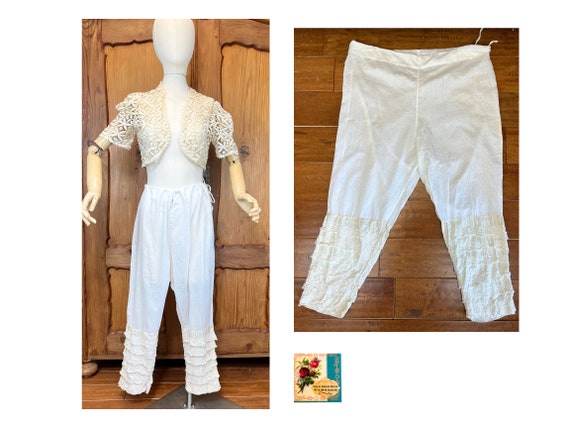 BLESSUME Victorian Lady Pantaloons White Bloomers (Waist: About 54