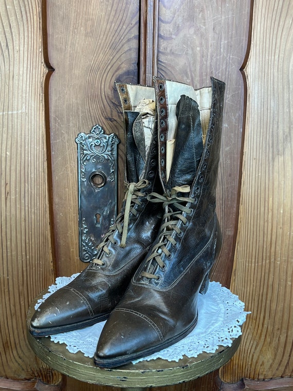 Antique Victorian Boots High Top Boots Edwardian … - image 8