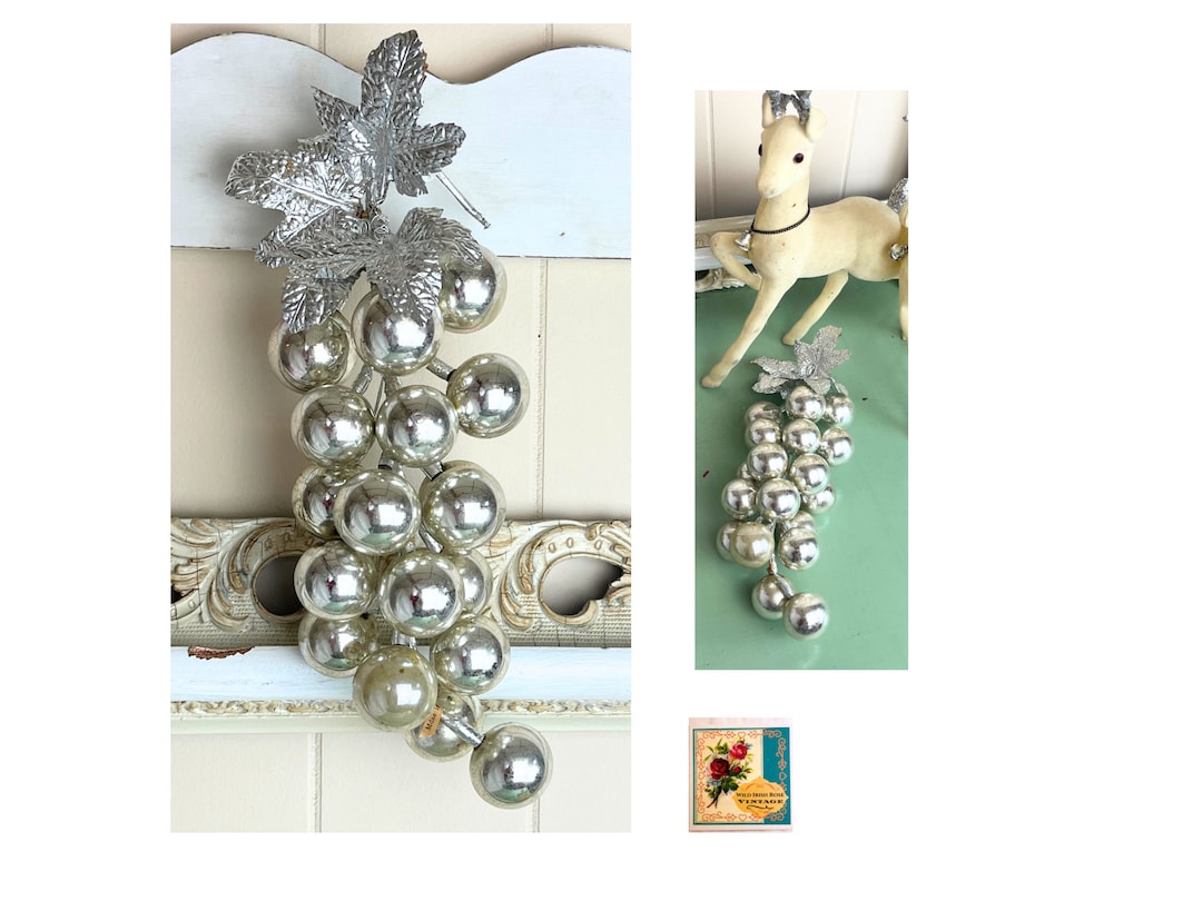 Vintage Silver Ornament Cluster 1950s Silver Ornaments With Leaves Etsy