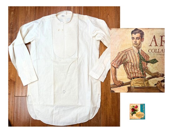 Antique Men’s Tuxedo Shirt Edwardian Men’s Collar… - image 1
