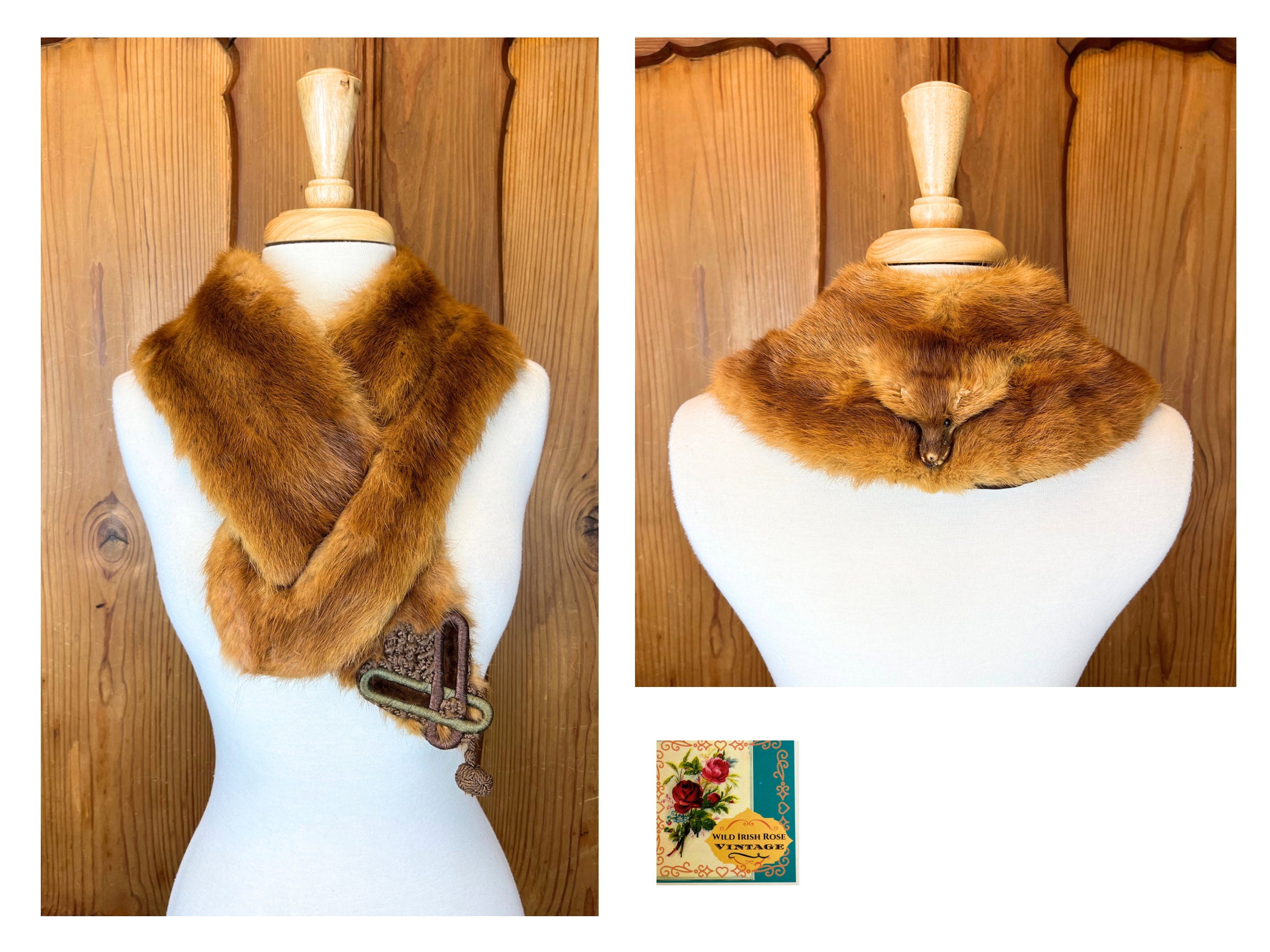 Antique Victorian Fur Piece With a Fox Head Antique Edwardian 