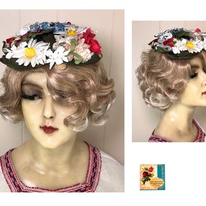 Vintage Flowered Fascinator 1950s Floral Hat Daisy Headpiece