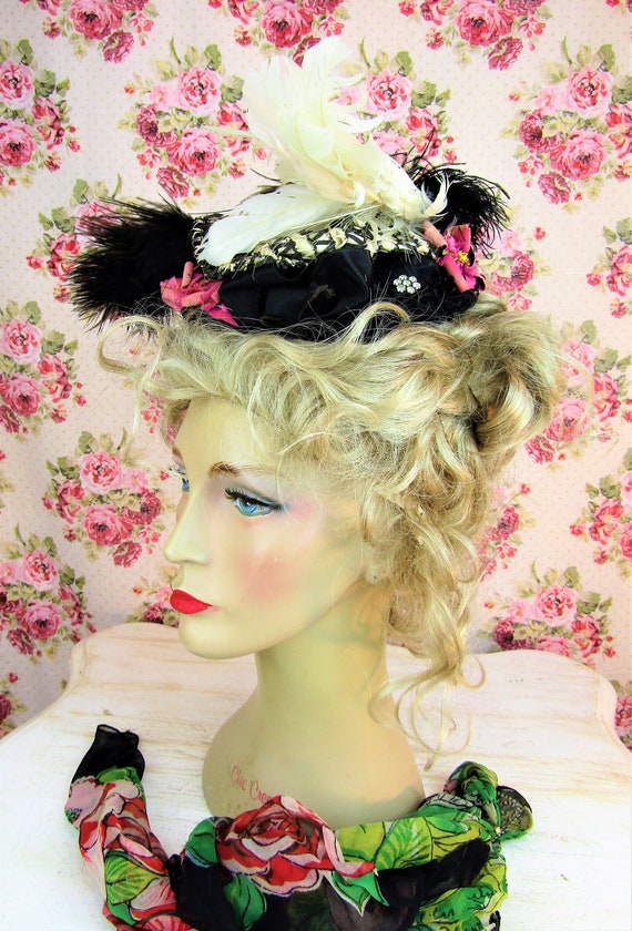 Victorian Bonnet Feathered Bonnet Antique 1890's … - image 8
