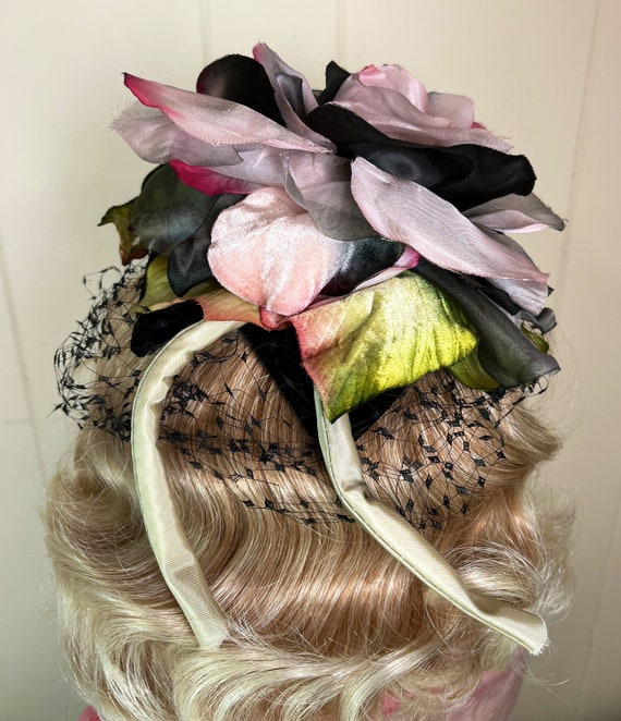 Vintage Floral Fascinator 1950's Millinery Flower… - image 6