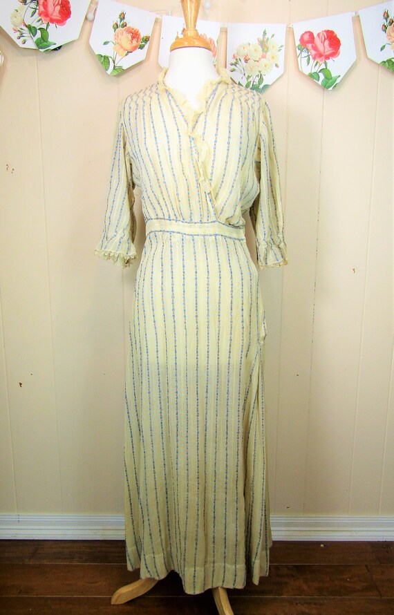 Antique Edwardian Dress Early 1910's Dress Stripe… - image 2