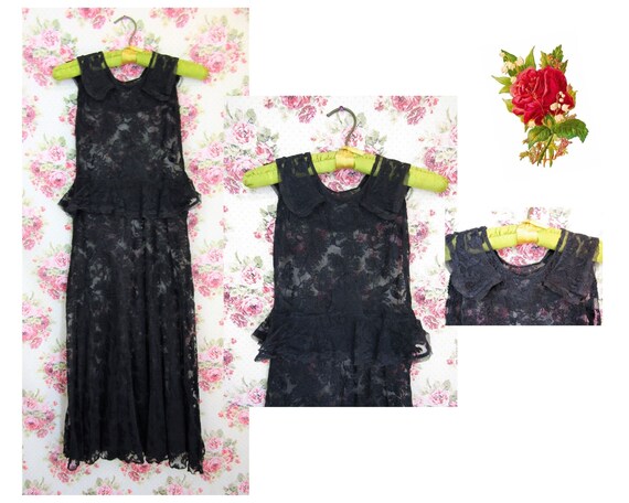Vintage 1930's Lace Evening Gown Size XXS Vintage