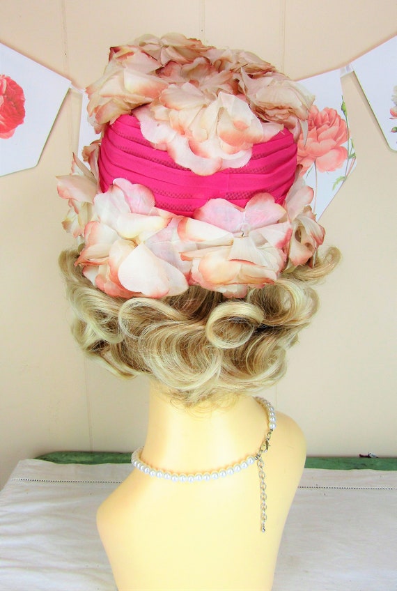 Vintage 1950's Flowered Hat Vintage 1950's Floral… - image 4