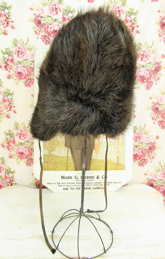 Antique Fur Hat Size Small Antique Trapper Hat Vi… - image 4