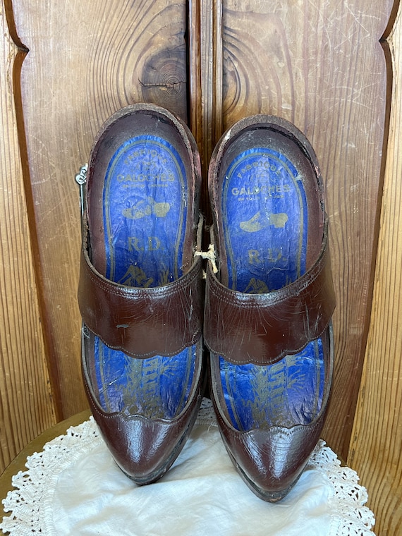 Antique French Sabots Clogs Edwardian French Wood… - image 2