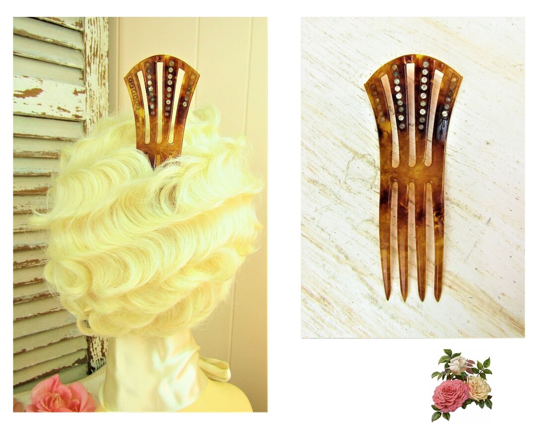 Antique Decorative Hair Comb Art Deco Hair Comb Mantilla Comb Gilded