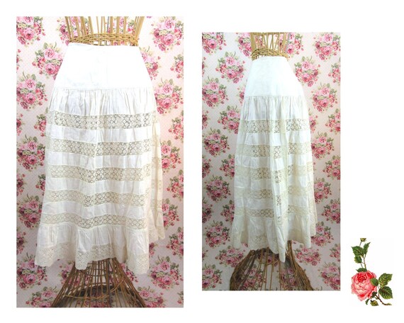 Antique Half Slip Size XXS Edwardian Petticoat Lac