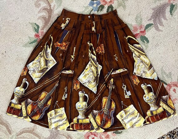 Vintage 1950’s Skirt 1950’s Novelty Print Full Sw… - image 8