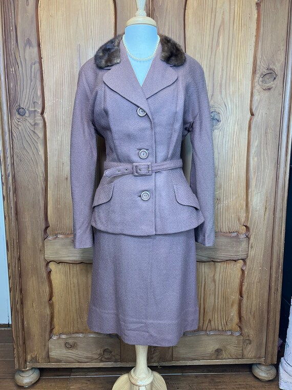 Vintage Wool Suit 1950’s Tweed Dress Suit with Mi… - image 2