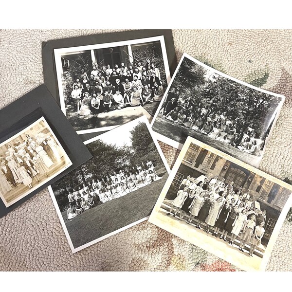 Vintage Class Photos Antique School Photographs 1920’s to 1940’ Black & White Group School Photos Set of 5