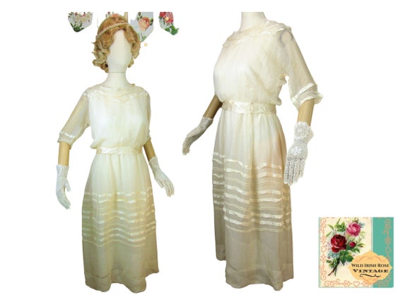 Edwardian Dress 1910’s Silk & Chiffon Dress Edwar… - image 1