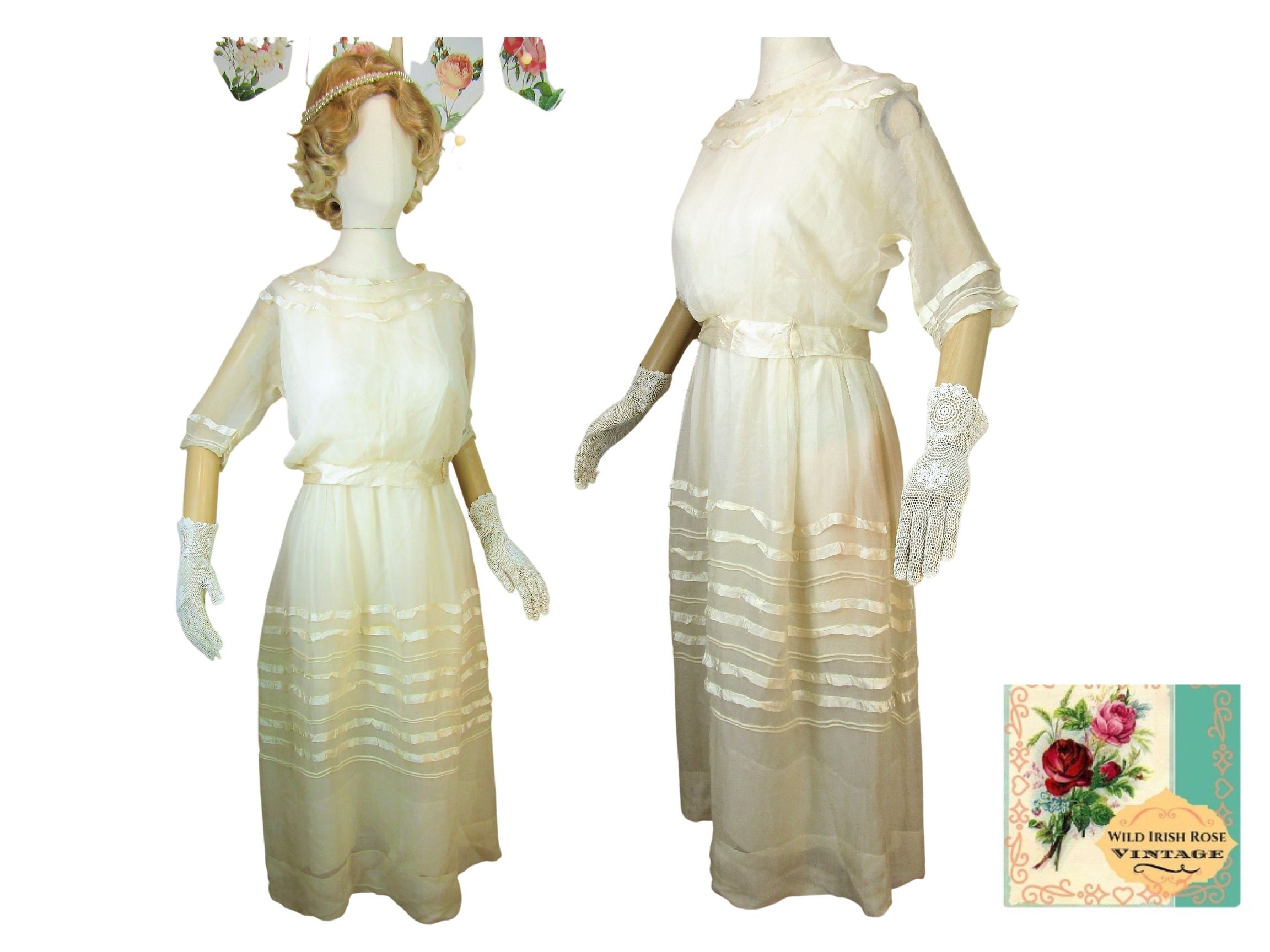 Antique Cotton Dress 1910 Edwardian Tea Dress - Etsy