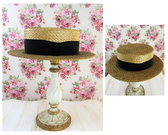 Edwardian Mens Hat 1910 Mens Straw Boater Vintage
