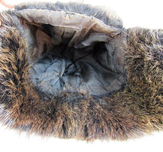 Antique Fur Hat Size Small Antique Trapper Hat Vi… - image 9