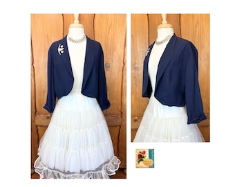 Vintage 1930’s Ladies’ Jacket Art Deco Shrug Vintage Navy Blue Blazer