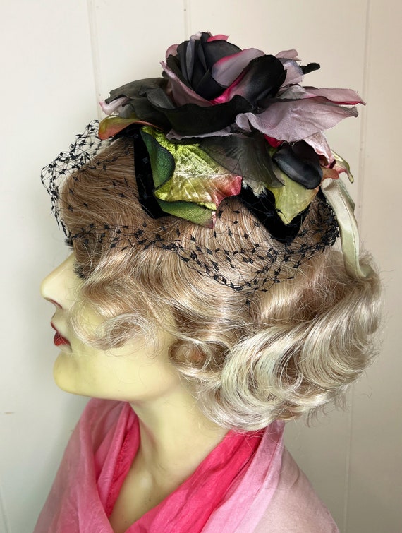 Vintage Floral Fascinator 1950's Millinery Flower… - image 4