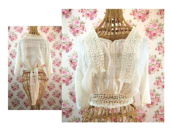 Antique Edwardian Sheer Bodice Size Small Early 19