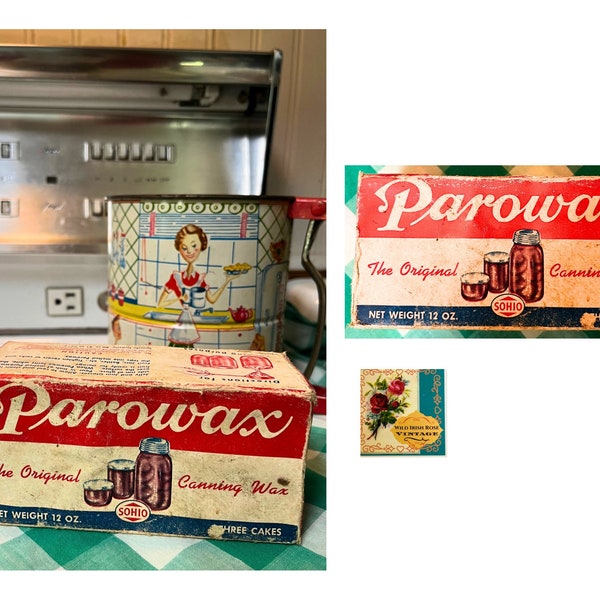 Vintage Canning Wax 1930’s Parowax Canning Wax Unused in Original Packaging Vintage Canning Supplies Kitchen Decor