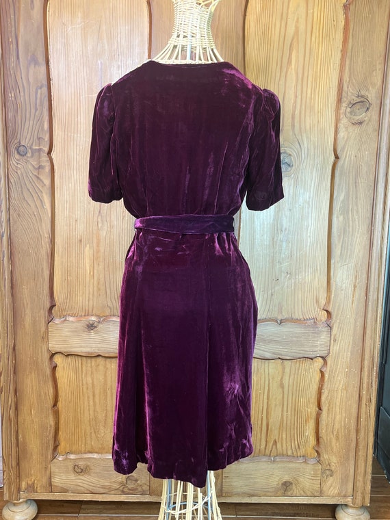 Vintage Velvet Dress 30’s 40’s Day Dress Vintage … - image 4