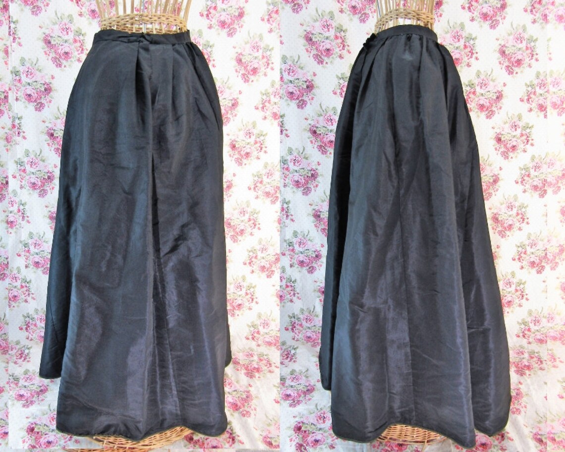 Victorian Skirt Extra Small 1800s Skirt Antique Black Satin | Etsy