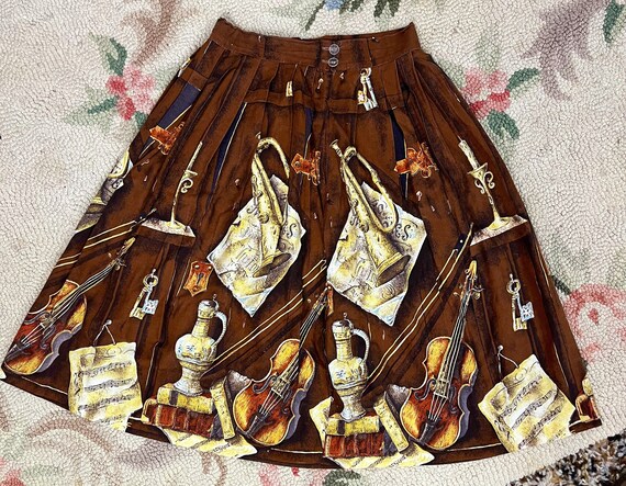 Vintage 1950’s Skirt 1950’s Novelty Print Full Sw… - image 9