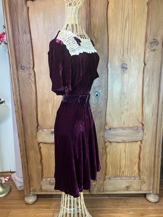 Vintage Velvet Dress 30’s 40’s Day Dress Vintage … - image 3