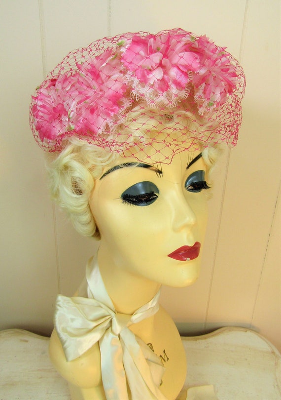 Vintage Floral Fascinator Vintage Flowered Hat Ca… - image 8