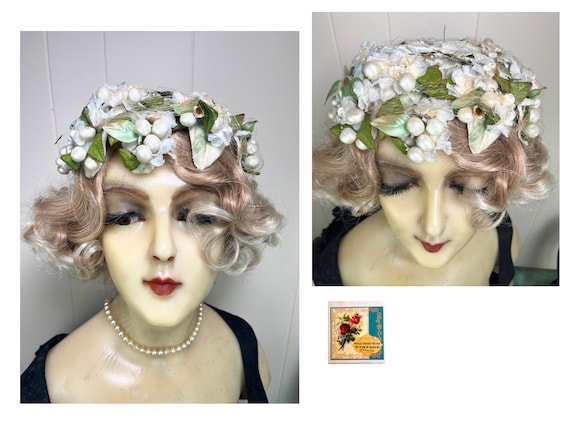 Vintage 1950's Floral Hat Vintage Millinery Pillb… - image 1