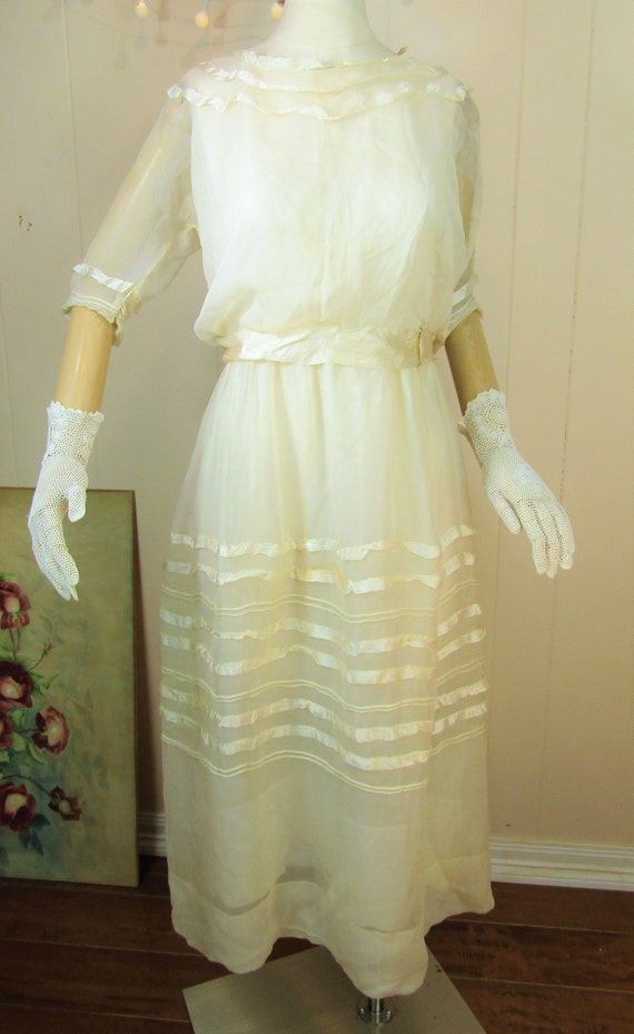 Edwardian Dress 1910’s Silk & Chiffon Dress Edwar… - image 2