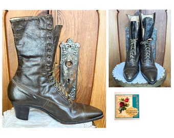 Victorian Boots High Top Kid Boots Edwardian Boots Vintage Boots