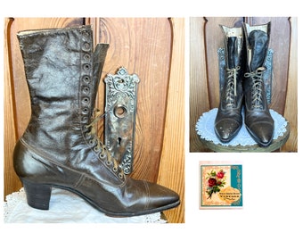 Antique Victorian Boots High Top Boots Edwardian Boots