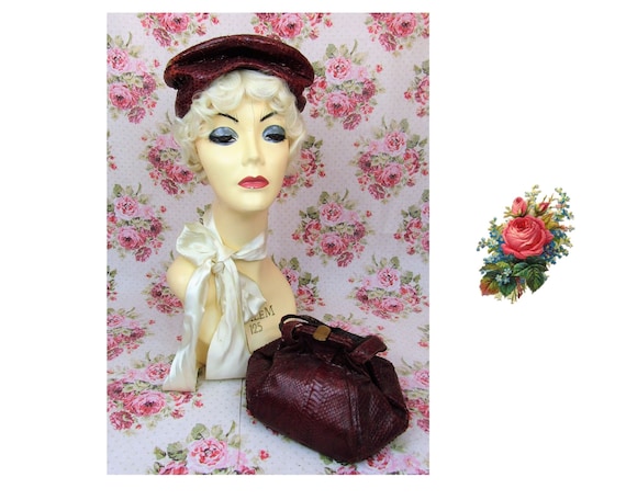 Vintage 1940s Hat & Matching Handbag Vintage 40's
