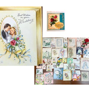 Vintage Brautduschen-Karten Retro Hochzeitskarten Vintage Geschenkkarten Midcentury Wedding Shower Cards Lot von 49