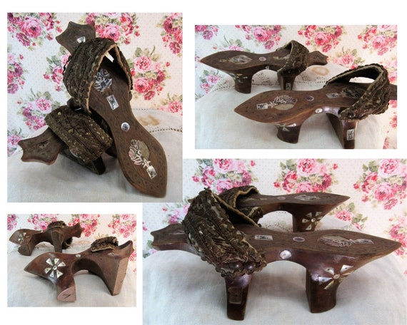 Antique Turkish Ottoman Empire Bath Clogs Eastern