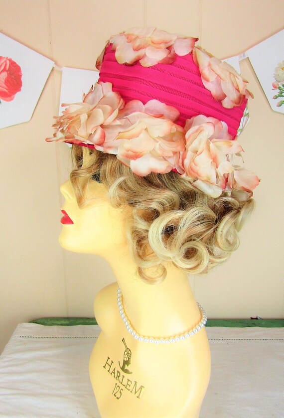 Vintage 1950's Flowered Hat Vintage 1950's Floral… - image 5