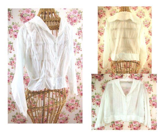 Antique Edwardian Blouse Shirtwaist Size S/M 1910'
