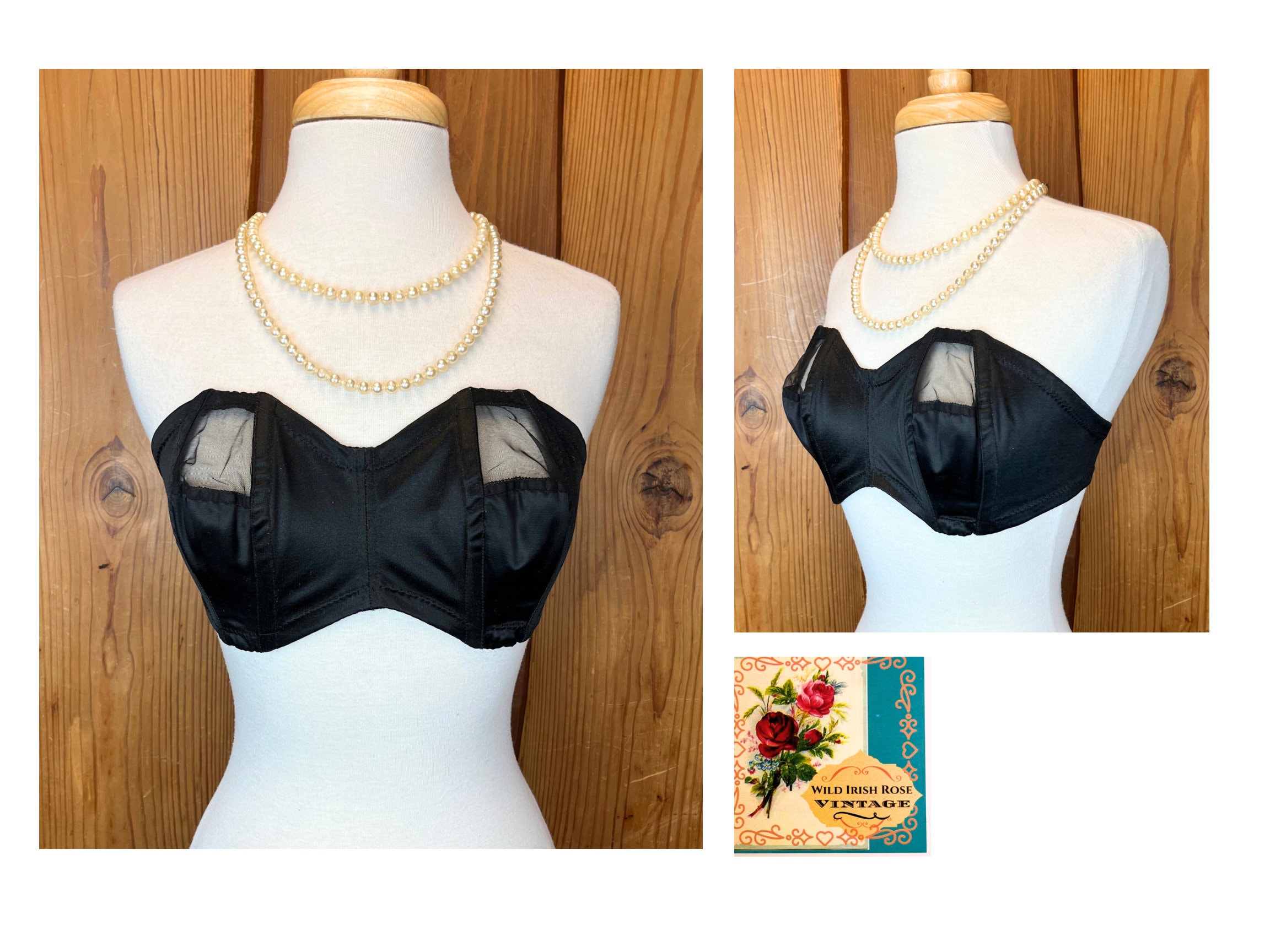 Size 34A Deadstock 50s Cotton Bullet Bra circle stitching midcentury  torpedo encircled