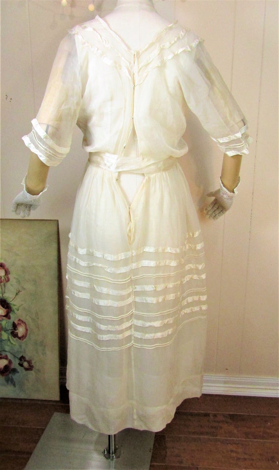 Edwardian Dress 1910’s Silk & Chiffon Dress Edwar… - image 7