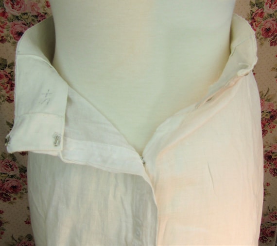 Antique Edwardian Skirt 1910's White Linen Maxi S… - image 8