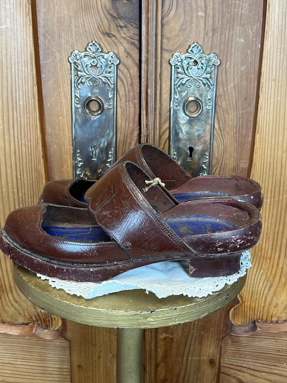 Antique French Sabots Clogs Edwardian French Wood… - image 5